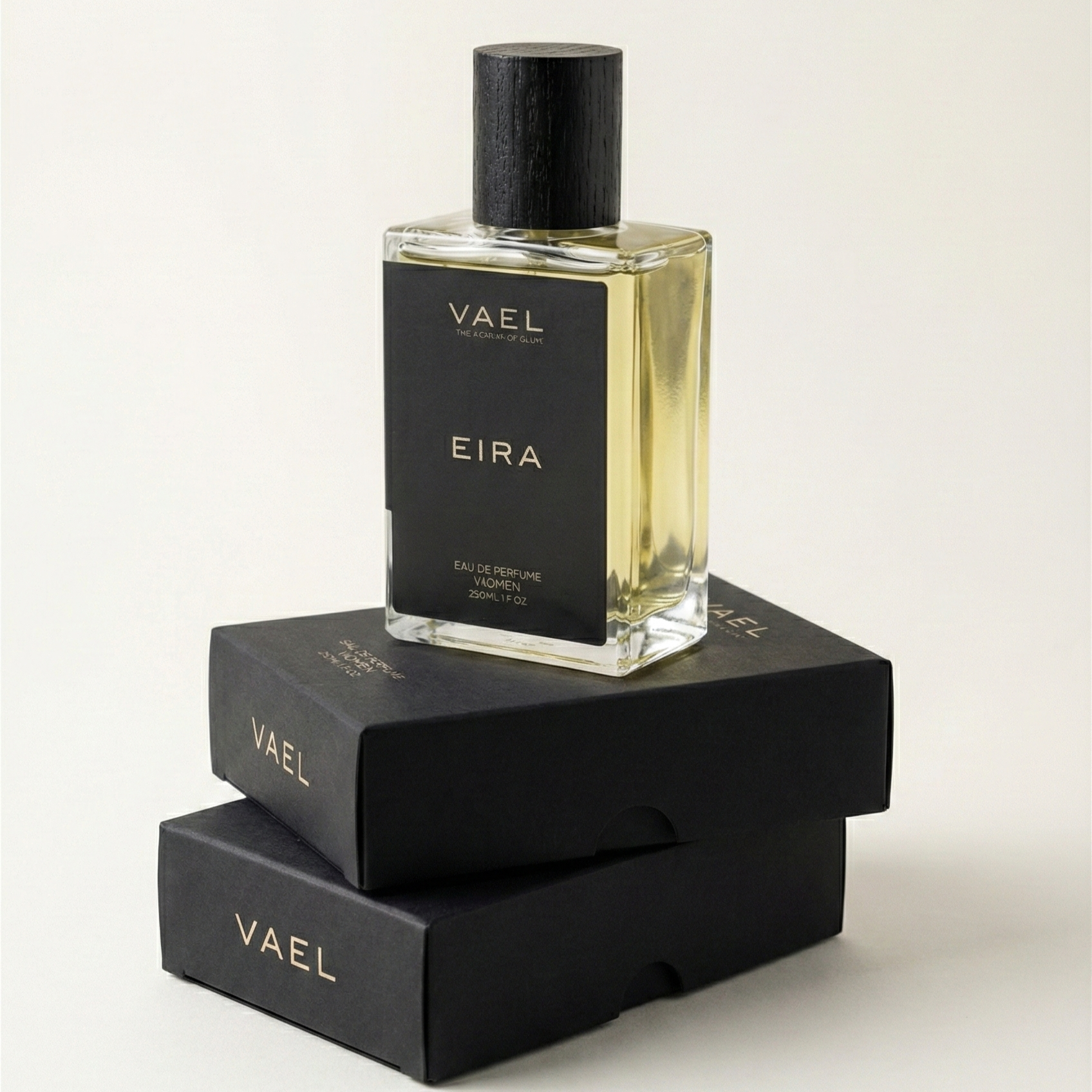 Vael Eira perfume bottle with black cap 